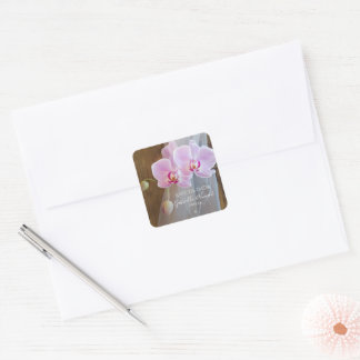 Rustic Orchid Elegance Barn Wedding Save the Date Square Sticker