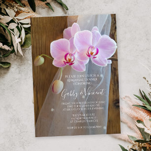 Rustic Orchid Elegance Ranch Rehearsal Dinner Invitation