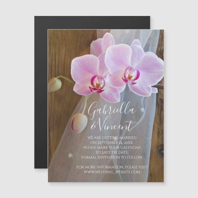 Rustic Orchid Elegance Wedding Save the Date Magnetic Invitation (Front/Back)
