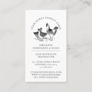 Rustic Organic Chicken Fresh Organic Eggs Business Card