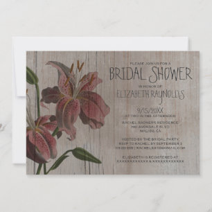 Rustic Oriental Lily Bridal Shower Invitations