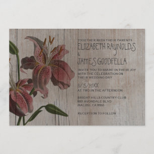 Rustic Oriental Lily Wedding Invitations