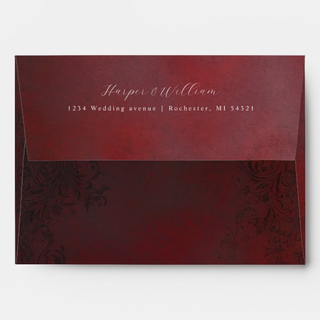Rustic ornamental address wedding envelope (Back (Top Flap))