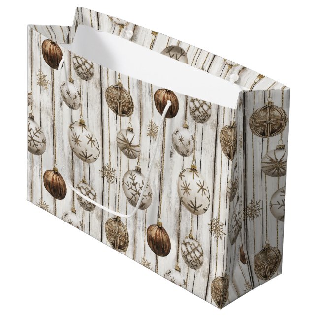 Rustic Ornaments Large Gift Bag (Front Angled)