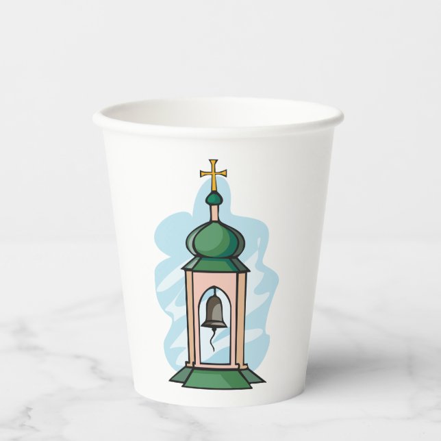 Rustic Orthodox Church Belfry Paper Cups (Front)