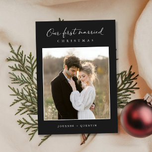 Rustic Our First Christmas as Newlyweds Photo Holiday Card