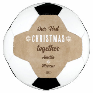 Rustic Our First Christmas Together Personalized Football
