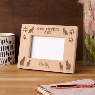 Rustic Our lovely cat script cat name Etched Frames