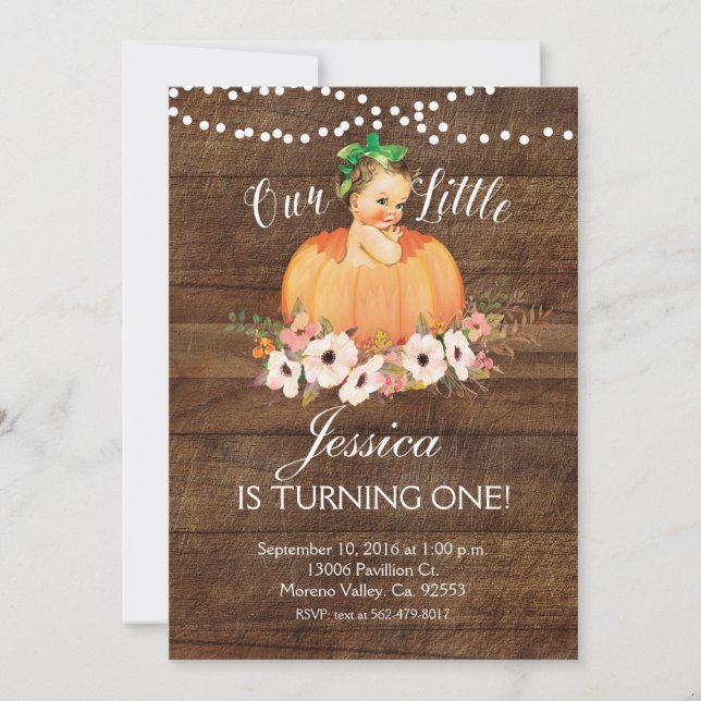 Rustic Our Pumpkin is turning one Invitation (Front)