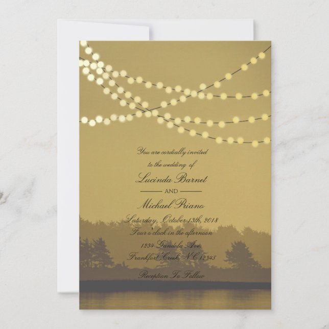 Rustic Outdoor String Lights Wedding Invitation (Front)