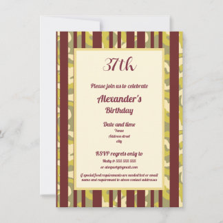 Rustic Outdoor Stripe Pattern Any Age Birthday Invitation