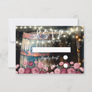 Rustic Outdoor Whiskey Barrel Wedding RSVP Card