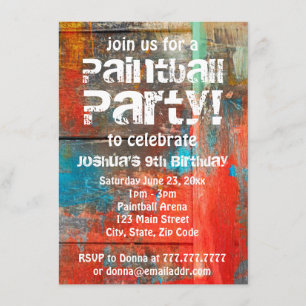 Rustic Outdoors Paintball Party Invitation
