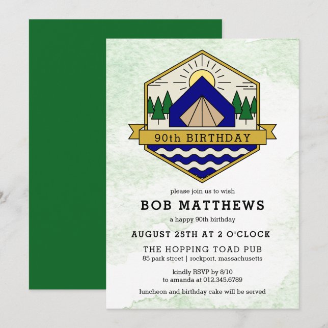 Rustic Outdoorsman 90th Birthday Party Invitation (Front/Back)