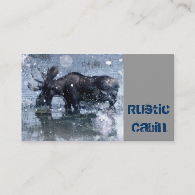 Rustic outdoorsman  wilderness wildlife bull moose business card (Front)