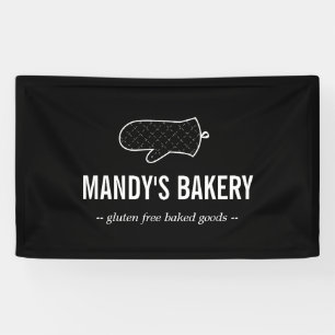 Rustic Oven Mitt Logo on Black for Bakery Banner