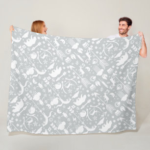 Rustic Owl Bear Deer Fox Woodland Creature Pattern Fleece Blanket