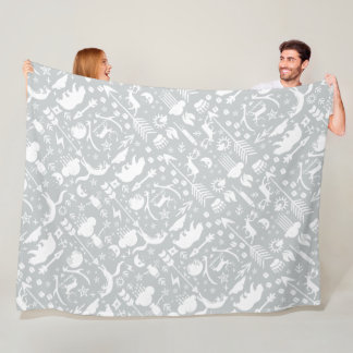 Rustic Owl Bear Deer Fox Woodland Creature Pattern Fleece Blanket