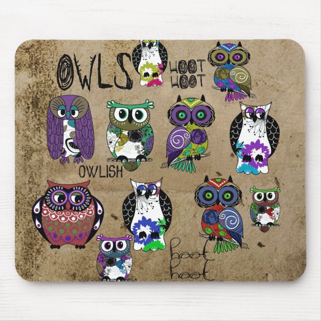 Rustic Owl Design Mouse Mat (Front)