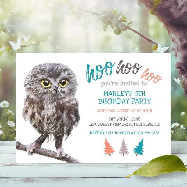 Rustic Owl Forest Kids Birthday Party Invitation (Creator Uploaded)