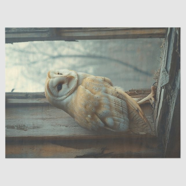 Rustic Owl In The Window Art Decoupage Tissue Paper (Front)