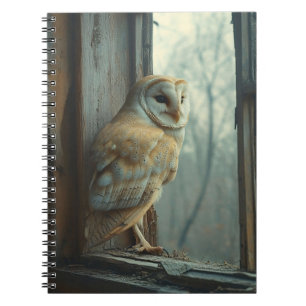 Rustic Owl In The Window Art Notebook