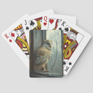 Rustic Owl In The Window Art Playing Cards