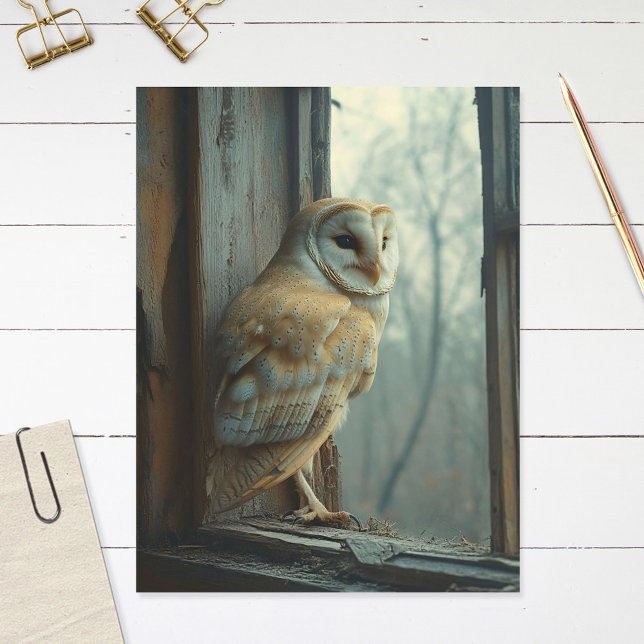 Rustic Owl In The Window Art Postcard (Creator Uploaded)