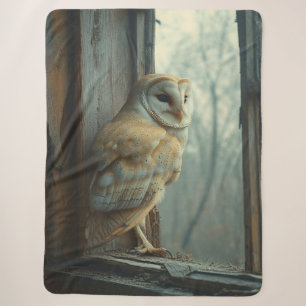 Rustic Owl In The Window Art Sherpa Blanket