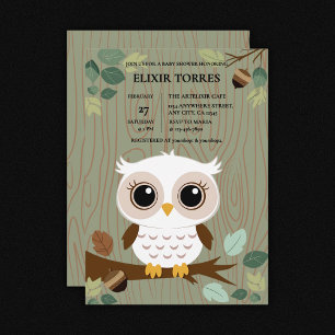 Rustic Owl Woodland Forest Baby Shower Invitation
