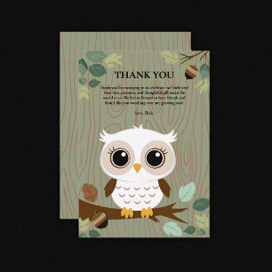 Rustic Owl Woodland Forest Baby Shower Thank You Card