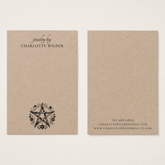 Rustic Pagan Kraft Jewellery Necklace Display Card (Front & Back)