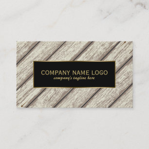 Rustic Paint Peeling Wood Planks Gold Accent Business Card