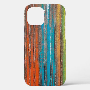 rustic painted stripes on wood pattern iPhone 12 case