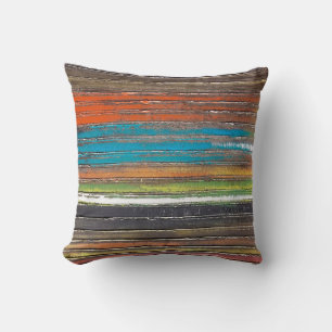 rustic painted stripes on wood pattern cushion