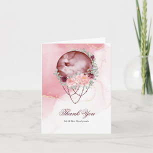 Rustic Pale Blush and Maroon Celestial Moon Thank You Card