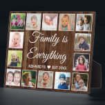 Rustic Pallet Wood 14 Photo Collage Family Quote Plaque<br><div class="desc">Create your own photo collage  plaque  with 14 of your favorite pictures on a wood texture background.Personalize with family name and established date. The "Family is Everything" quote adds a unique touch to the photo plaque  gift.</div>