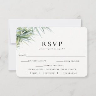 Rustic Palm Leaf Wedding RSVP Meal Choice Card