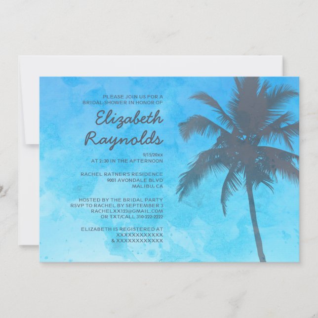 Rustic Palm Trees Bridal Shower Invitations (Front)