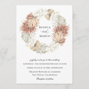 Rustic Palm Wreath Wedding Invitation