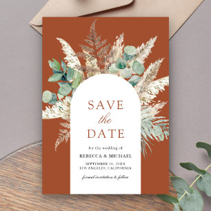 Rustic Pampas Eucalyptus Arch Terracotta Wedding Save The Date