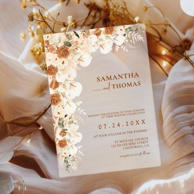 Rustic Pampas & Eucalyptus Wedding Acrylic Invitations (Creator Uploaded)