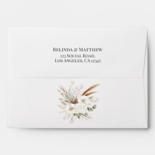 Rustic Pampas Grass Boho Floral Wedding Envelope
