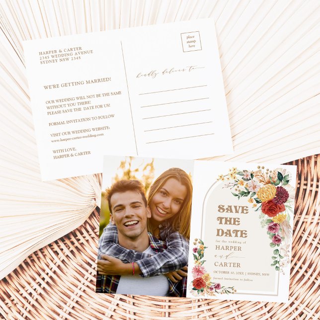 Rustic Pampas Grass Boho Flowers Save the Date (Creator Uploaded)