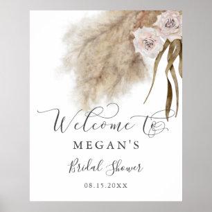 Rustic Pampas Grass Bridal Shower Welcome Sign