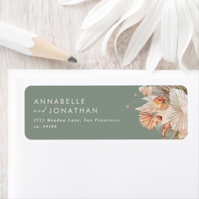 Rustic pampas grass floral terracotta sage green (Insitu)