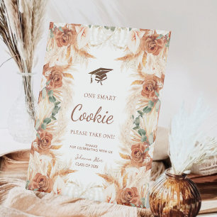 Rustic Pampas Grass Smart Cookie Graduation Table Pedestal Sign