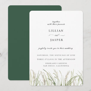 Rustic Pampas Grass Wedding Invitation