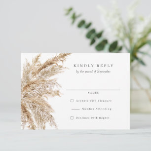 Rustic Pampas Grass Wedding RSVP Reply Card