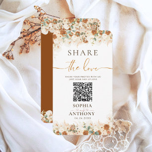 Rustic Pampas QR Code Photo Sharing Wedding Enclosure Card